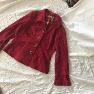 Live A Little Seude Snap Button Jacket Red PM